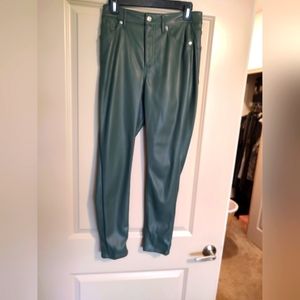 Express green faux leather skinny pants